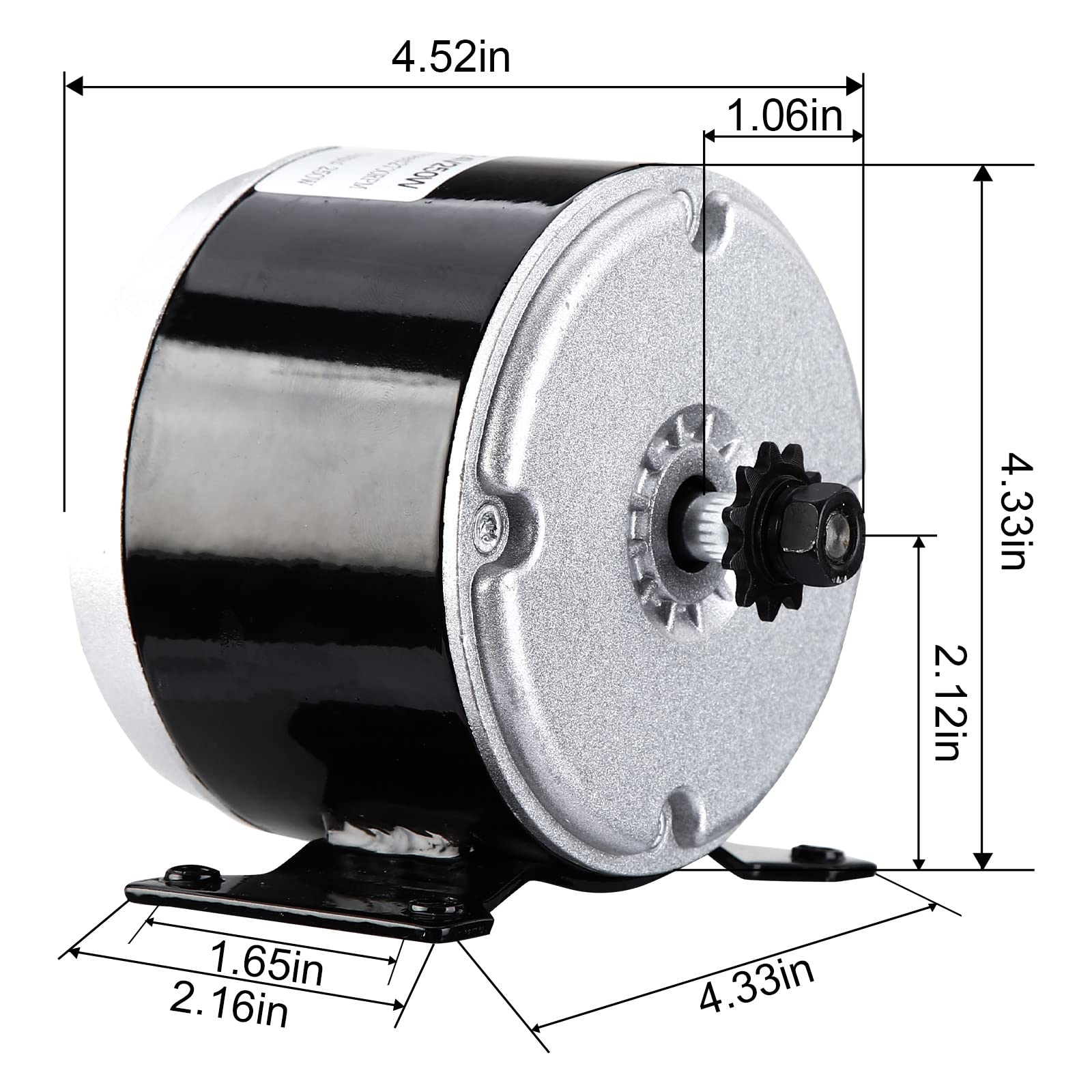 Vevitts 24V brushed DC motor close-up showing copper windings for efficient power delivery