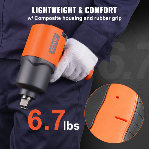 Lightweight VEVOR air impact wrench designed for extended use with less fatigue