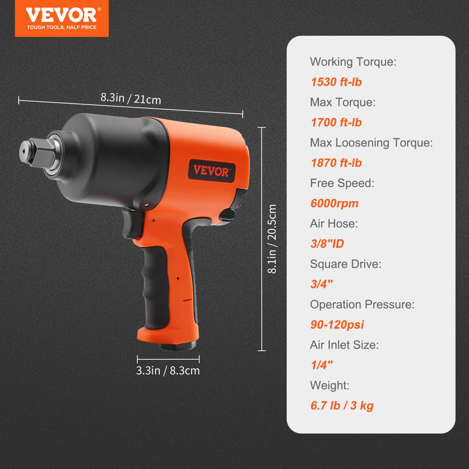 Versatile VEVOR air impact wrench for broad automotive applications