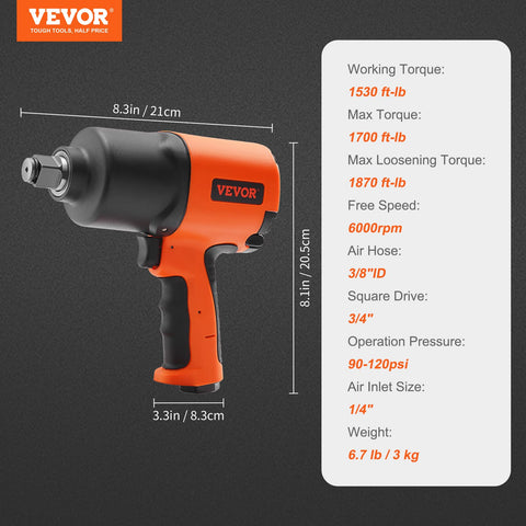 Versatile VEVOR air impact wrench for broad automotive applications