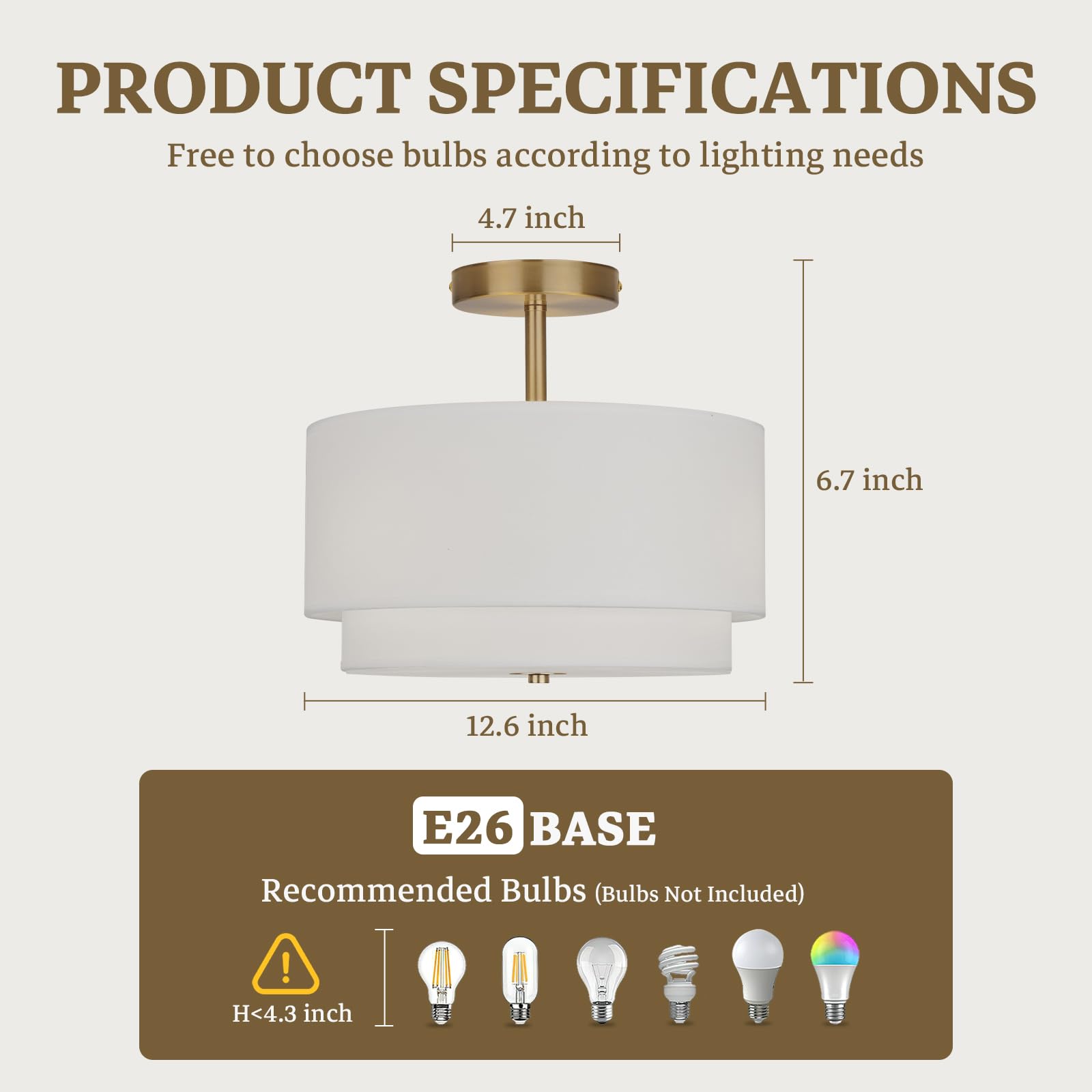 Vexagyle Gold Drum Ceiling Light canopy and base highlight durability and luxury finish.