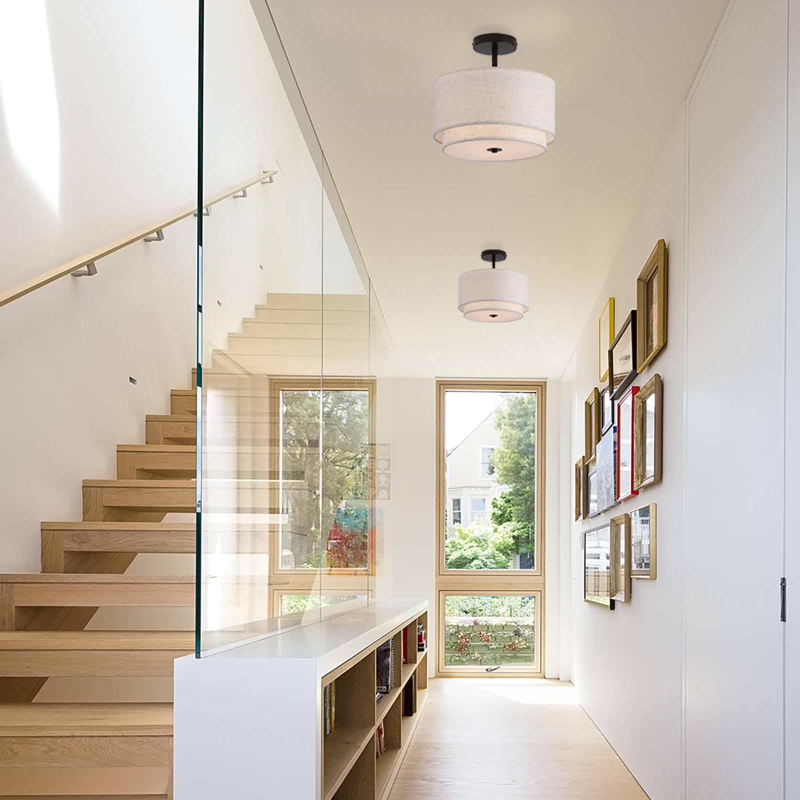 Vexagyle white linen layered shade adds farmhouse charm to rooms