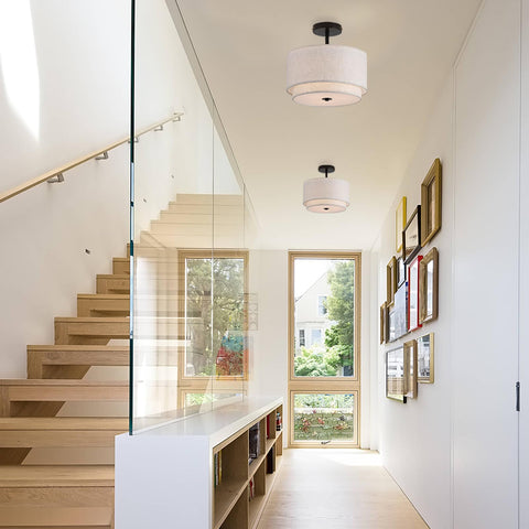Vexagyle white linen layered shade adds farmhouse charm to rooms