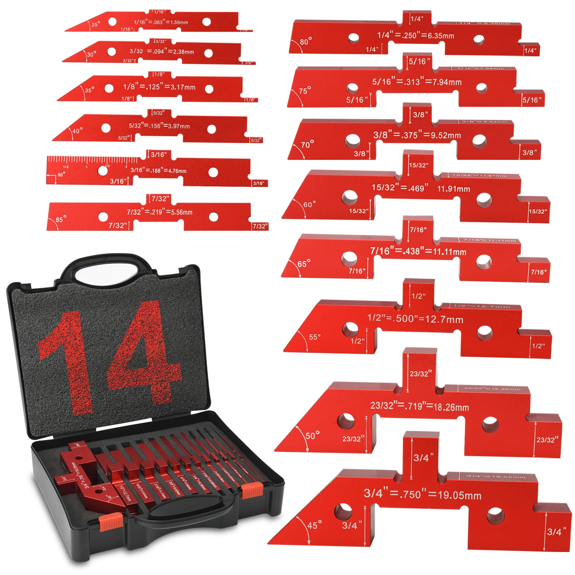 VEXTHYX setup blocks collection enables precise height, depth, and angle checks in woodworking.