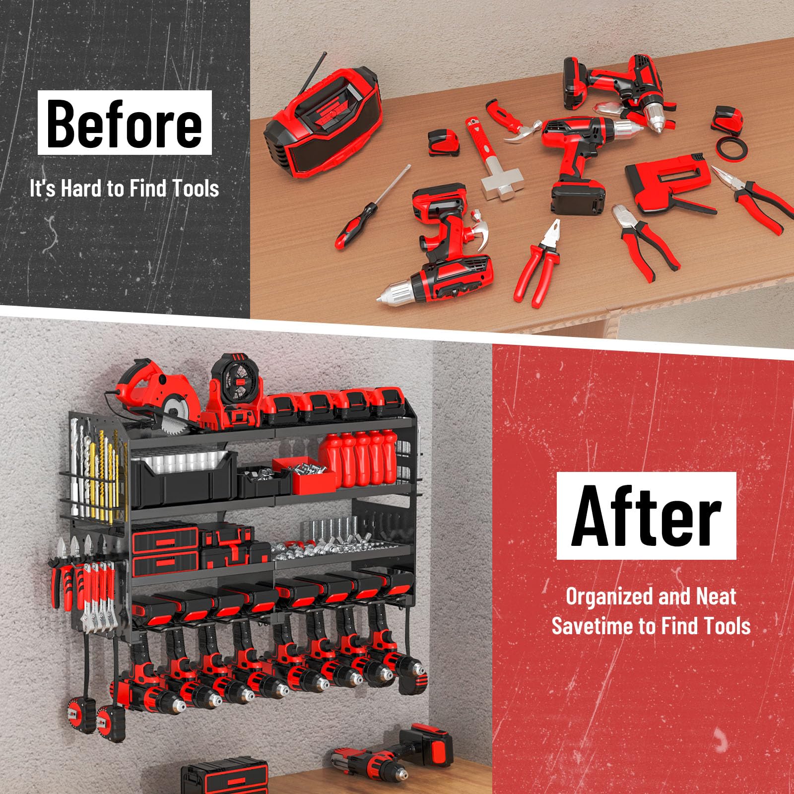 VeyFolzin.st metal four-tier drill storage capacity suitable for organized garages.