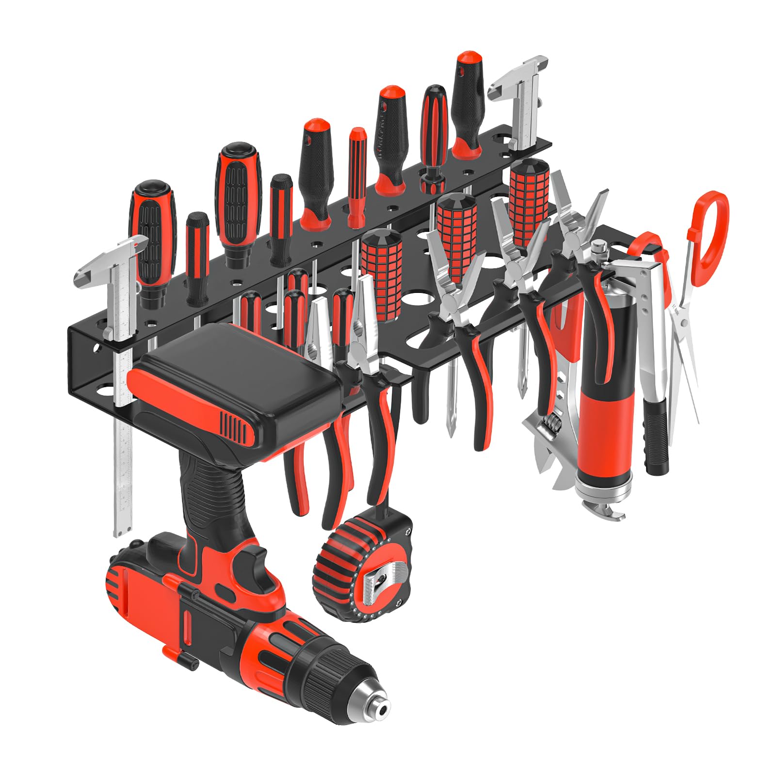 VeyFolzin.st metal screwdriver organizer on wall with accessible slots