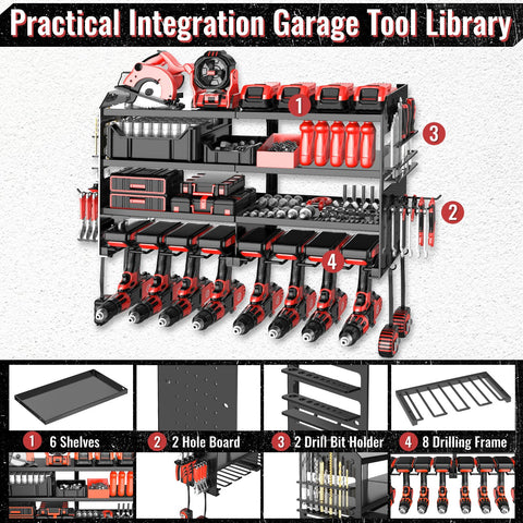 VeyFolzin.st wall-mounted rack fits pegboards for a tidy workshop.