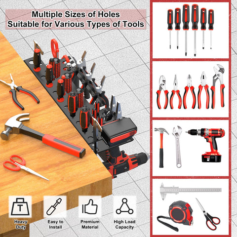 VeyFolzin.st wall-mounted tool rack keeps garage tidy
