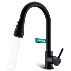 VFAUOSIT black kitchen faucet with pull-down sprayer for easy rinsing