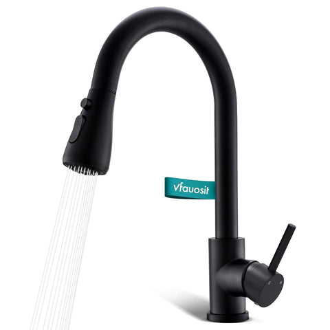 VFAUOSIT black kitchen faucet with pull-down sprayer for easy rinsing