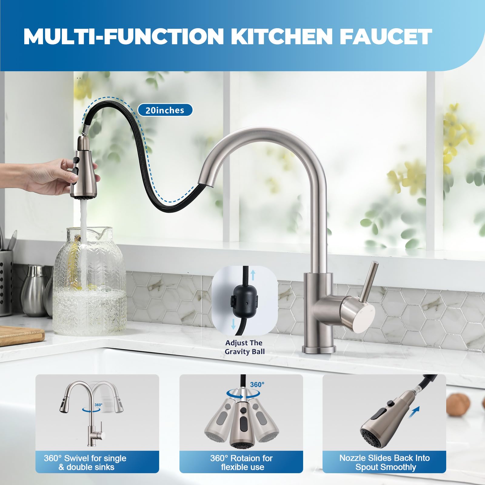 VFAUOSIT faucet with 1.8 GPM flow conserves water while delivering steady performance.