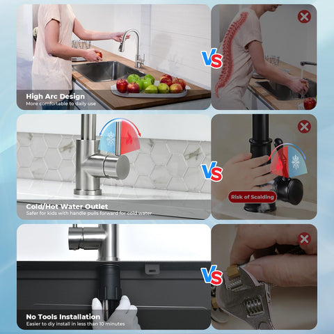 VFAUOSIT 20-inch retractable hose offers full sink coverage.