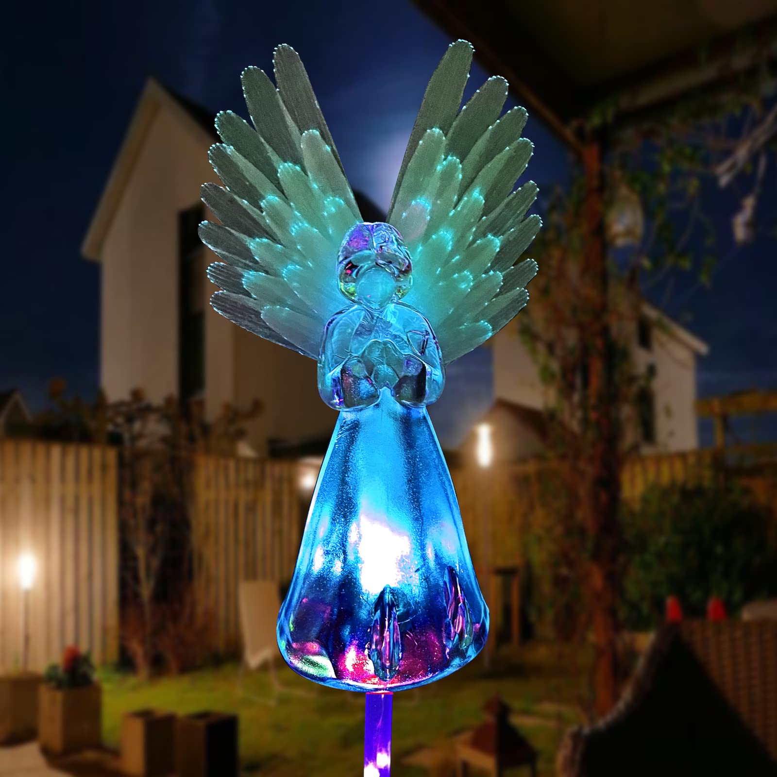 VGE Solar Angel Light close-up of its wings and durable finish.