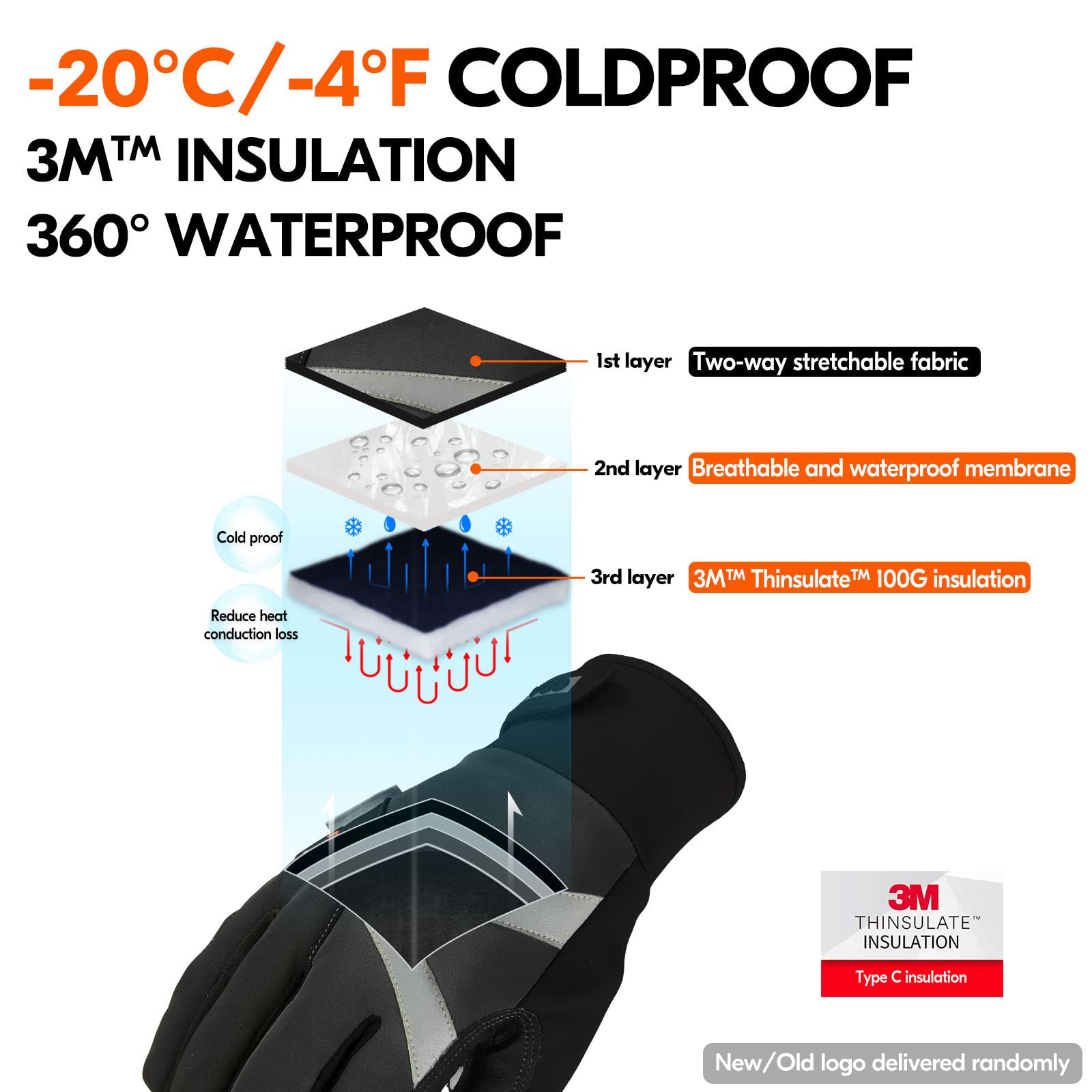 Vgo Thinsulate C100 lining inside view for added warmth