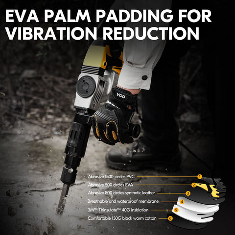 Vgo gloves in use on job site during cold weather