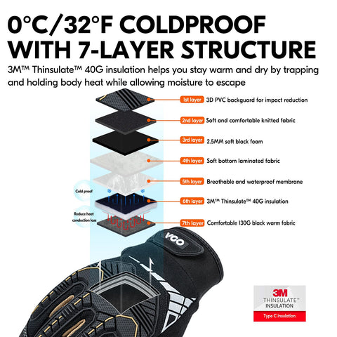 Vgo winter gloves side grip emphasizes reinforced palm for control