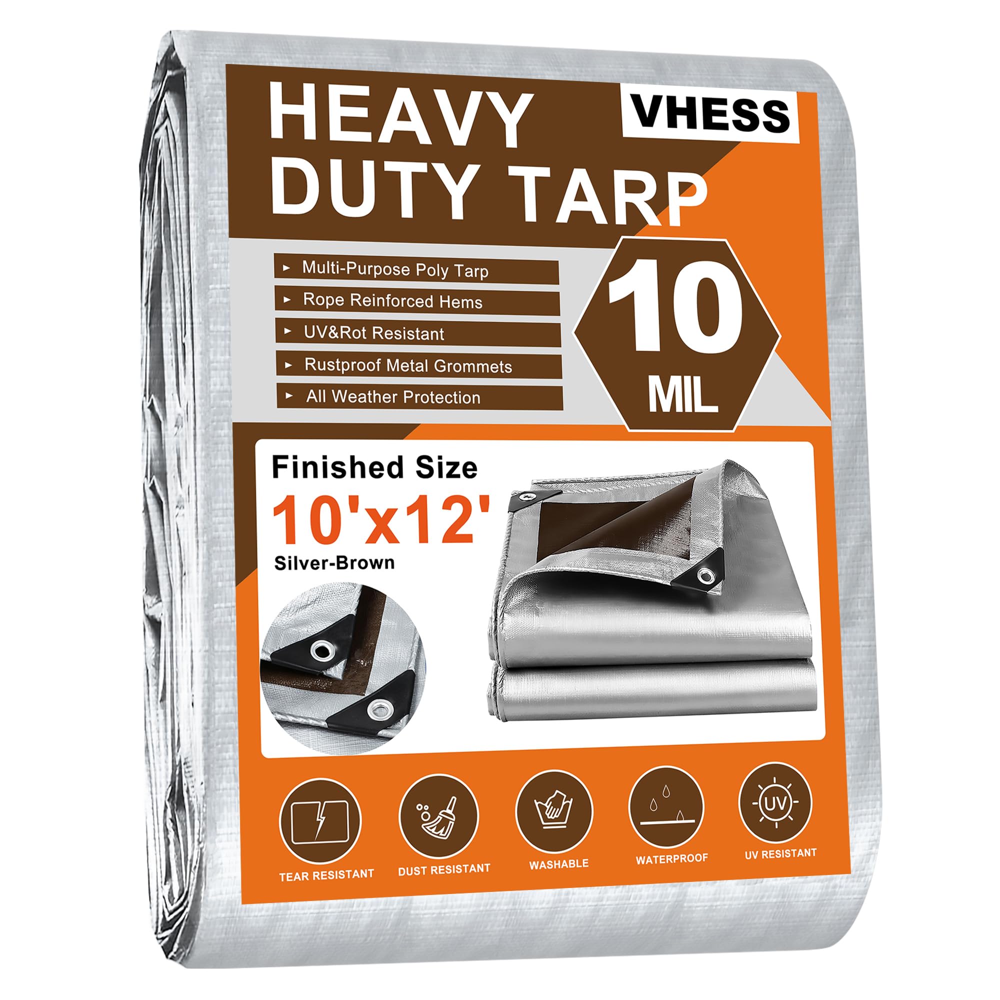 VHESS heavy duty tarp in 10x12 size shielding gear from rain and sun