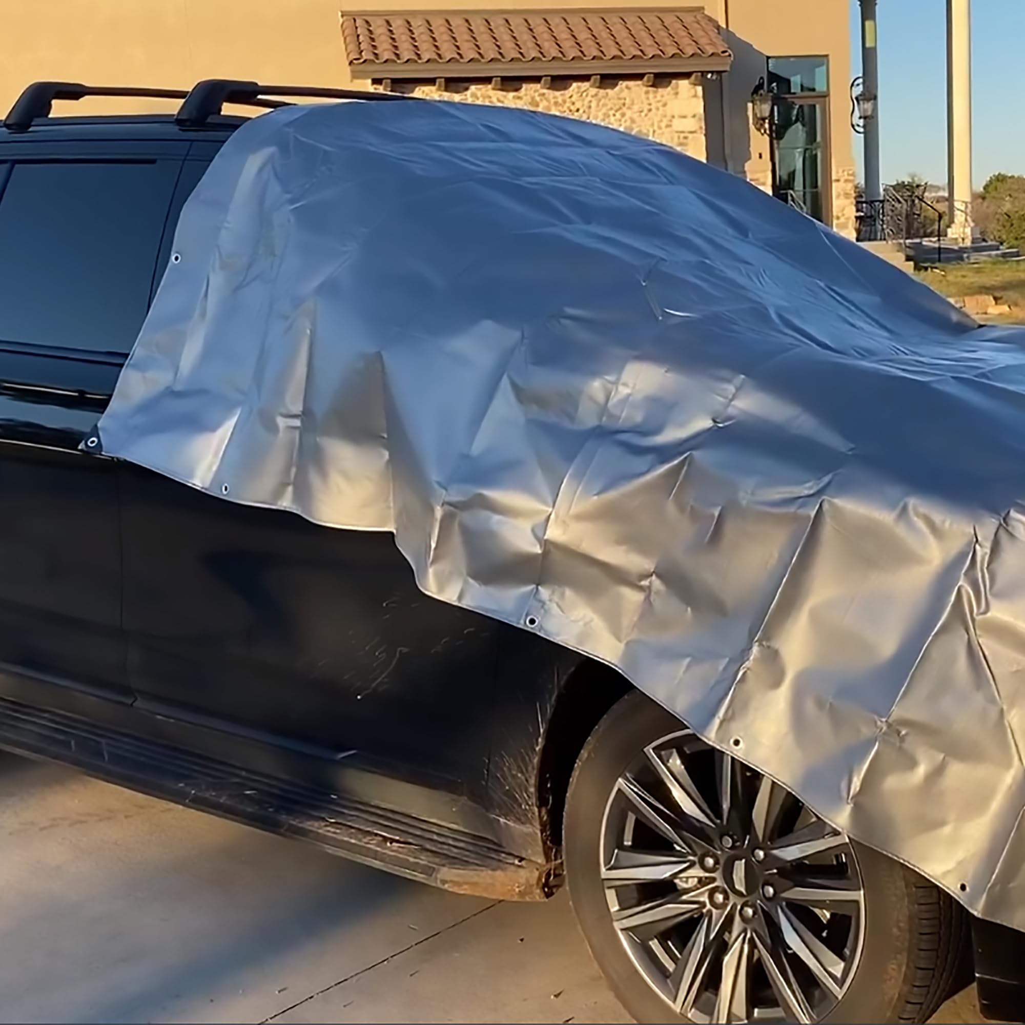 VHESS tarp keeps painting floors clean during projects outdoors