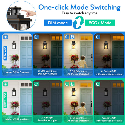 VIANIS motion sensor outdoor wall light with clear water glass brightens exteriors