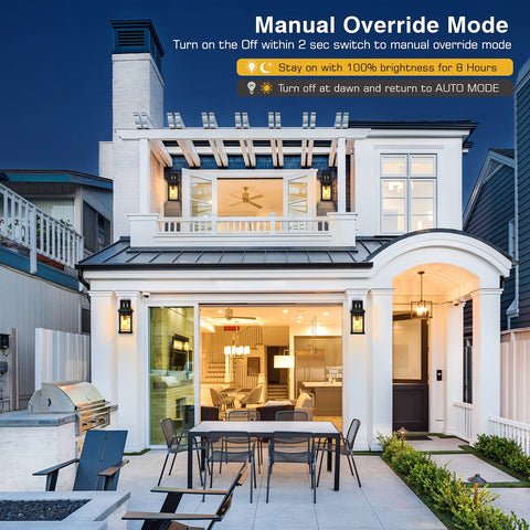 VIANIS wall lantern uses dusk-to-dawn sensor for safe night entry