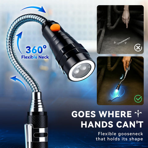 VIBELITE 7-inch flashlight with 22-inch extendable reach for versatile tasks.
