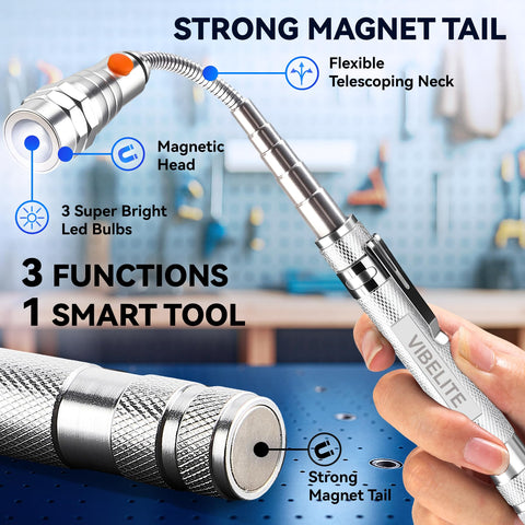 VIBELITE durable aluminum alloy body in silver finish.