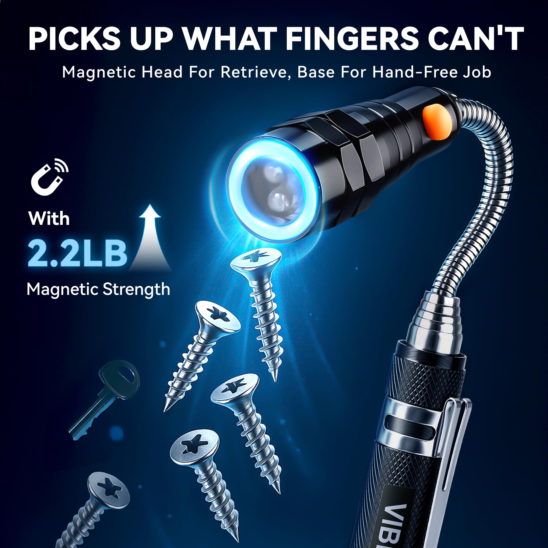 VIBELITE package includes batteries and stainless steel pocket clip for ready-to-go use.