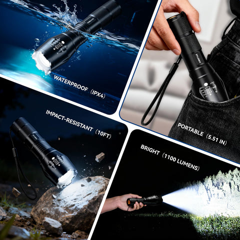VIBELITE flashlight with five modes and SOS for versatile signaling.