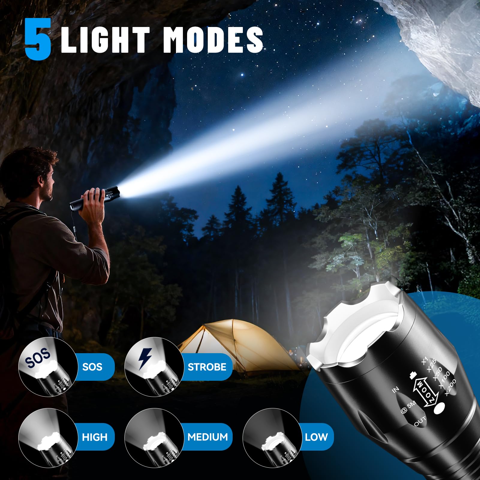 VIBELITE waterproof and durable flashlight for rugged outdoor use.