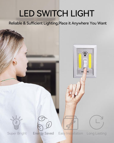 VIBELITE LED night light switch wall-mount setup suitable for vertical or horizontal