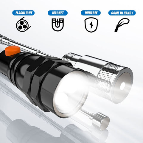 VIBELITE square inspection mirror with LED for tight-space inspections.
