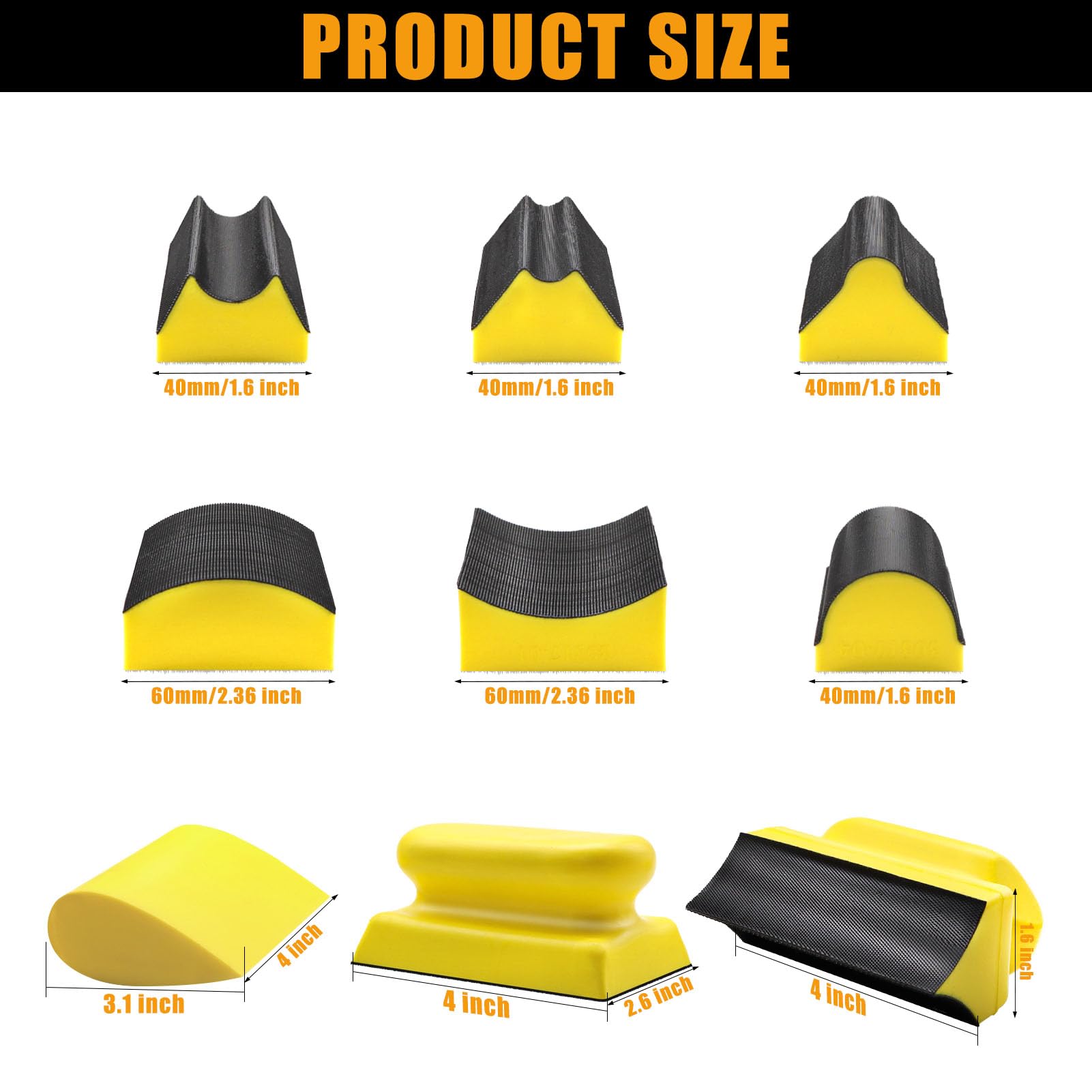 VIBRATITE interchangeable convex and concave shapes for curved surfaces.