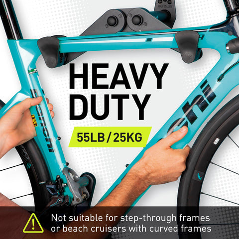 Vibrelli adjustable arms with push button fit a wide range of bike frames.