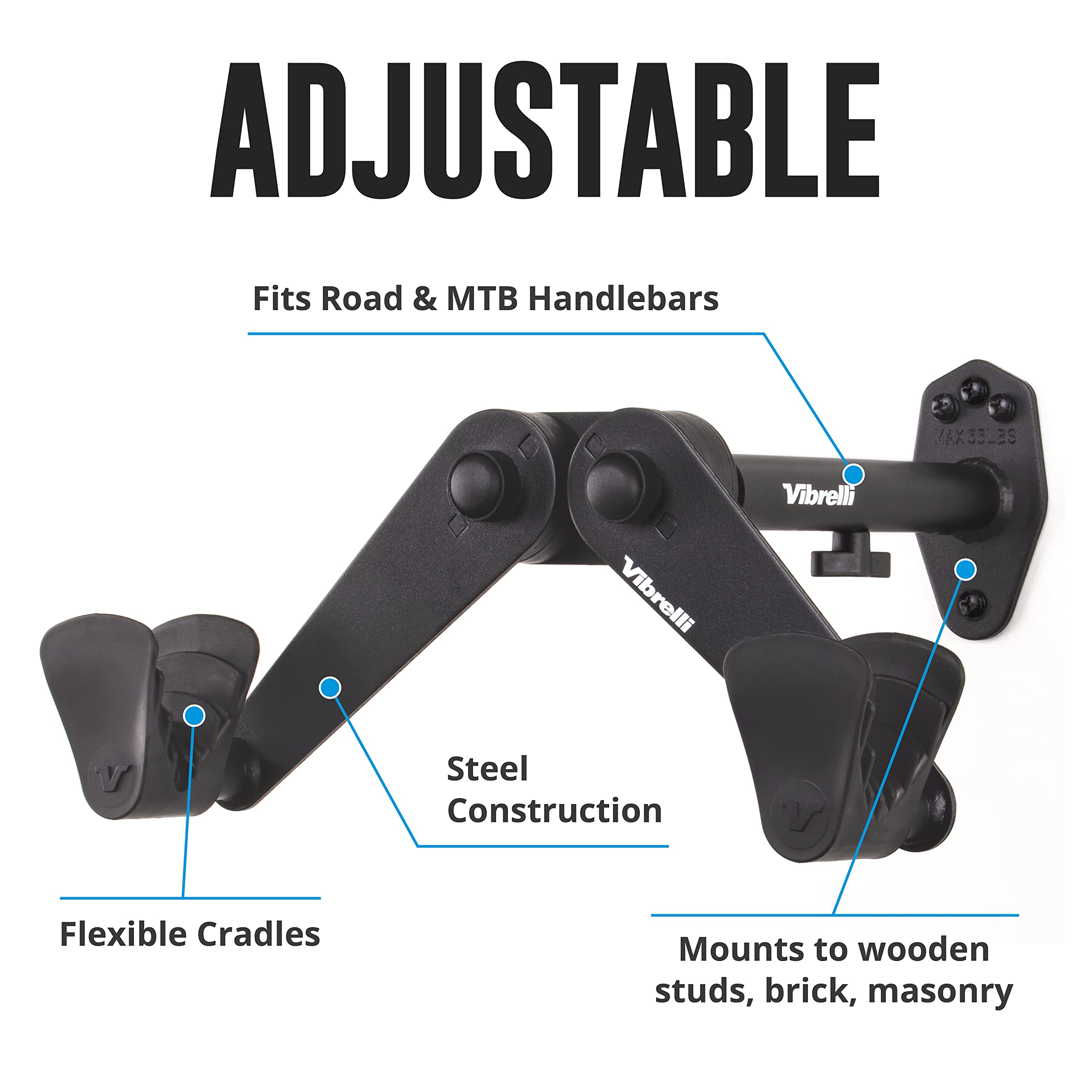 Vibrelli frame cradle cushions frame and avoids cable damage.