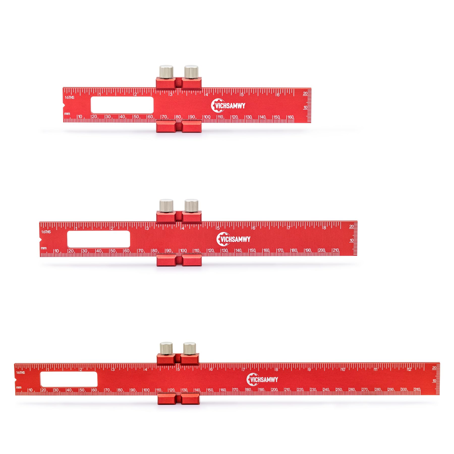 VICHSAMWY 6-inch slide-stop ruler with durable metal construction for precise scribing.