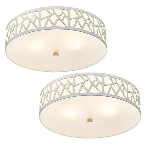VICNIE 2-light flush-mount ceiling light with white metal brightens hallways