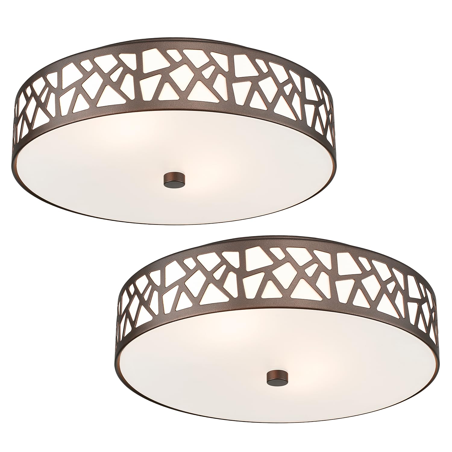 VICNIE 2-pack flush mount fixture with frosted glass shade for soft illumination