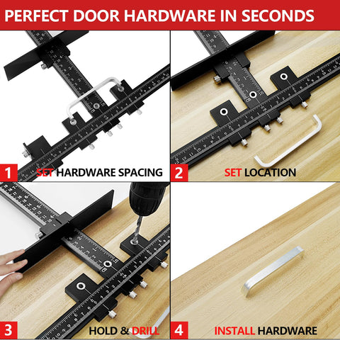 Vicrays cabinet handle jig applications on drawers and doors
