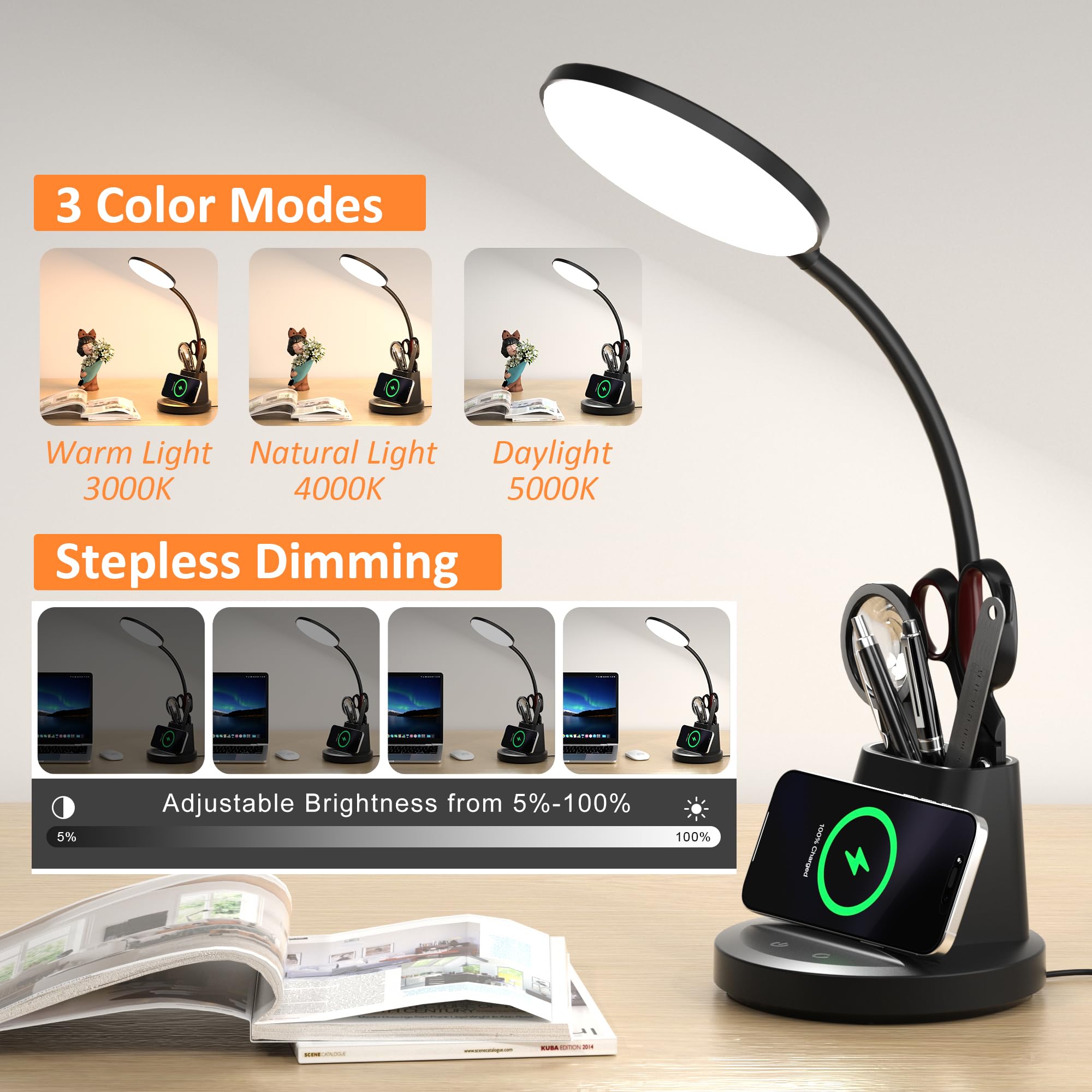 Vicsoon desk lamp demonstrates three color modes for versatile lighting