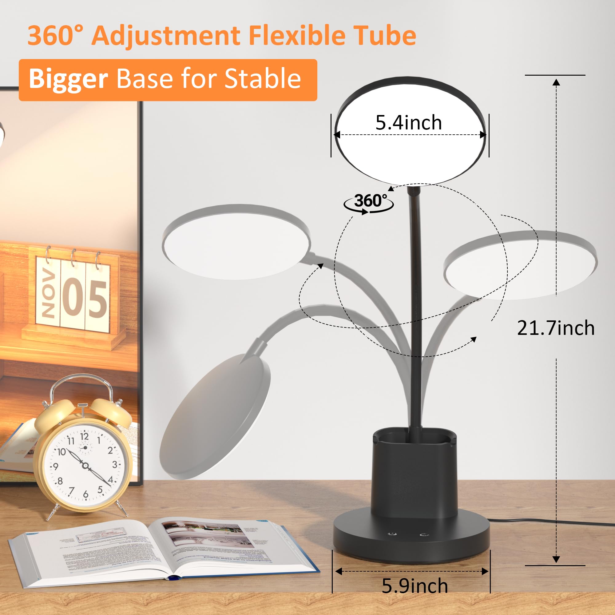 Vicsoon desk lamp offers three color modes for reading, study, and late-night work.