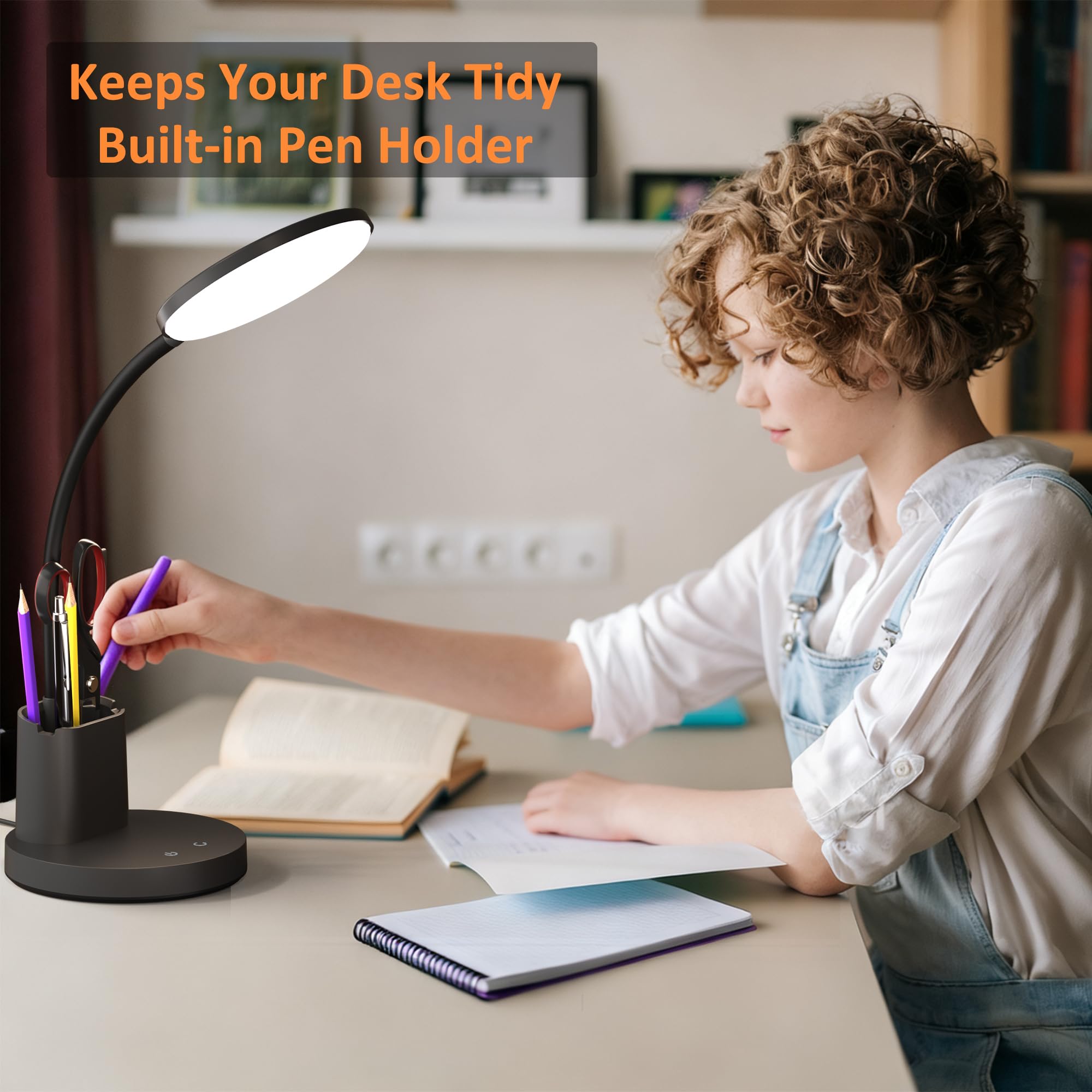 Vicsoon desk lamp 360-degree adjustable arm directs light exactly where needed.