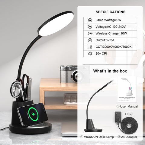 Vicsoon lamp suited for dorm and compact home office setups