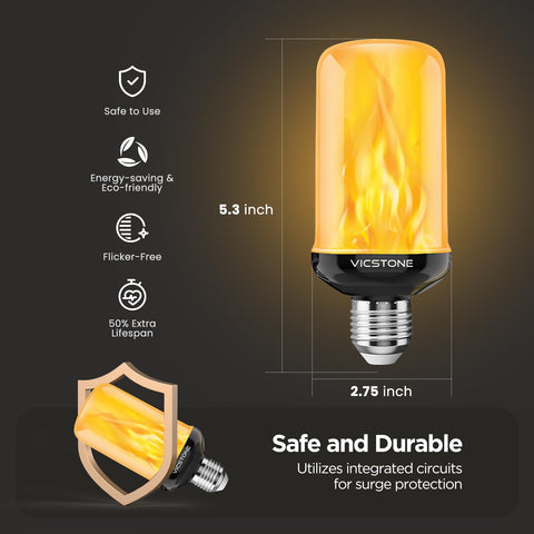 Vicstone flame bulb with upside-down mode for unique decor