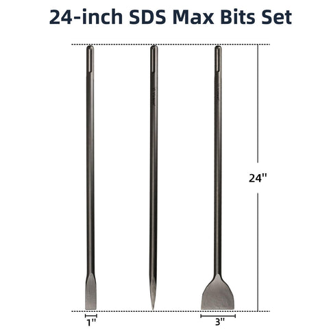 Victeut 24in SDS Max 1in point chisel ideal for clean holes in concrete