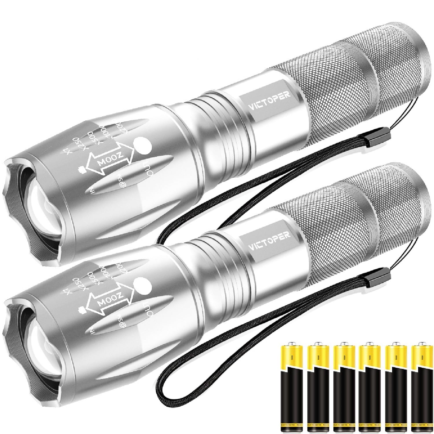 Victoper LED flashlight 2-pack compact design for easy carry