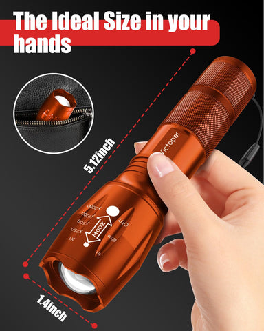 Victoper orange LED flashlight designed for long life and durability.