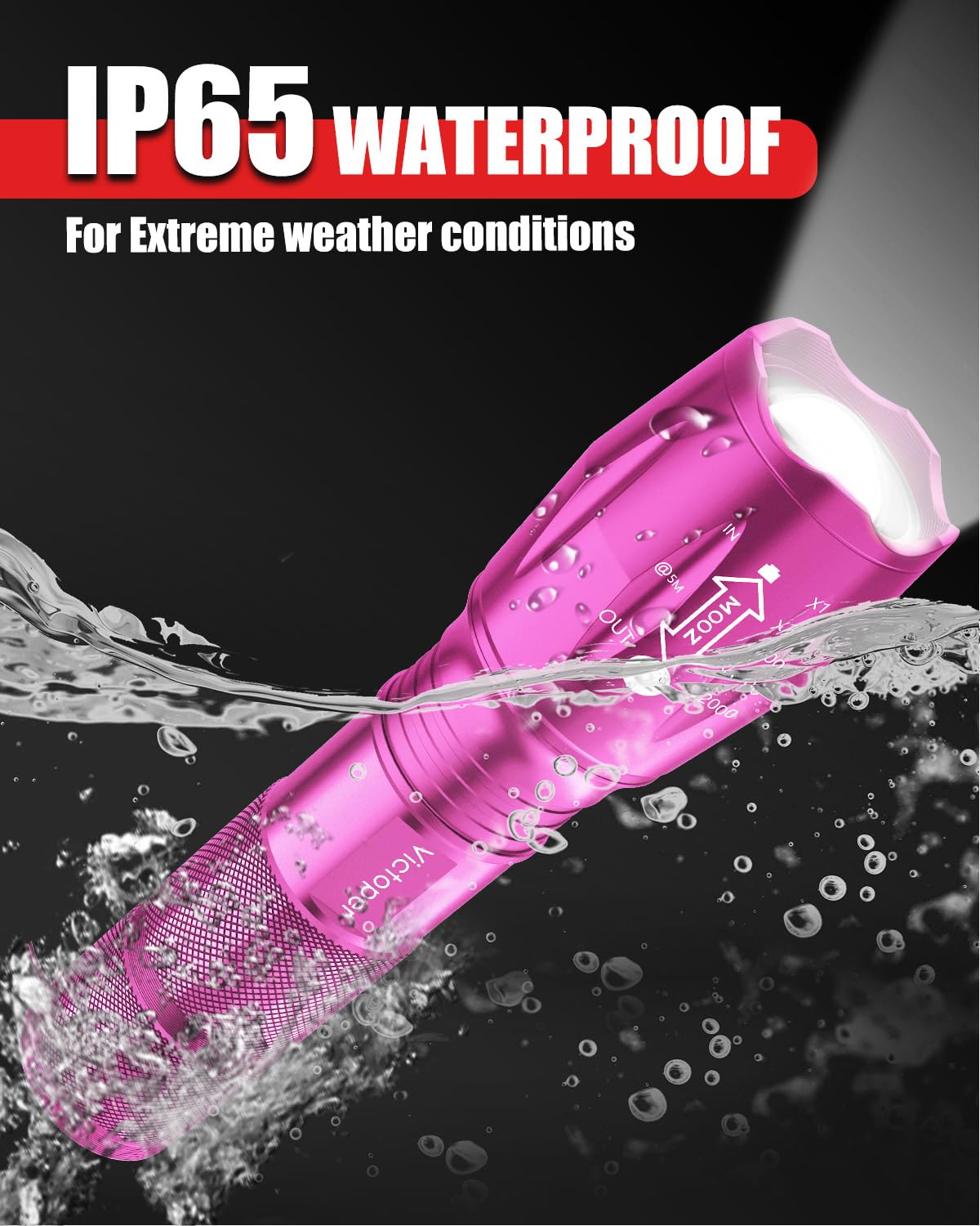 Victoper pink flashlight gift-pack ideal for outdoor enthusiasts.