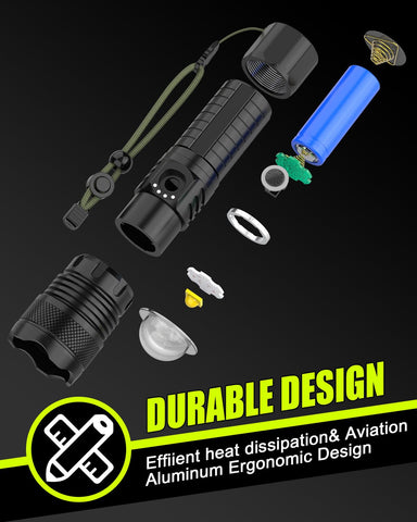 Victoper LED flashlights durable aluminum body for rugged outdoor use.