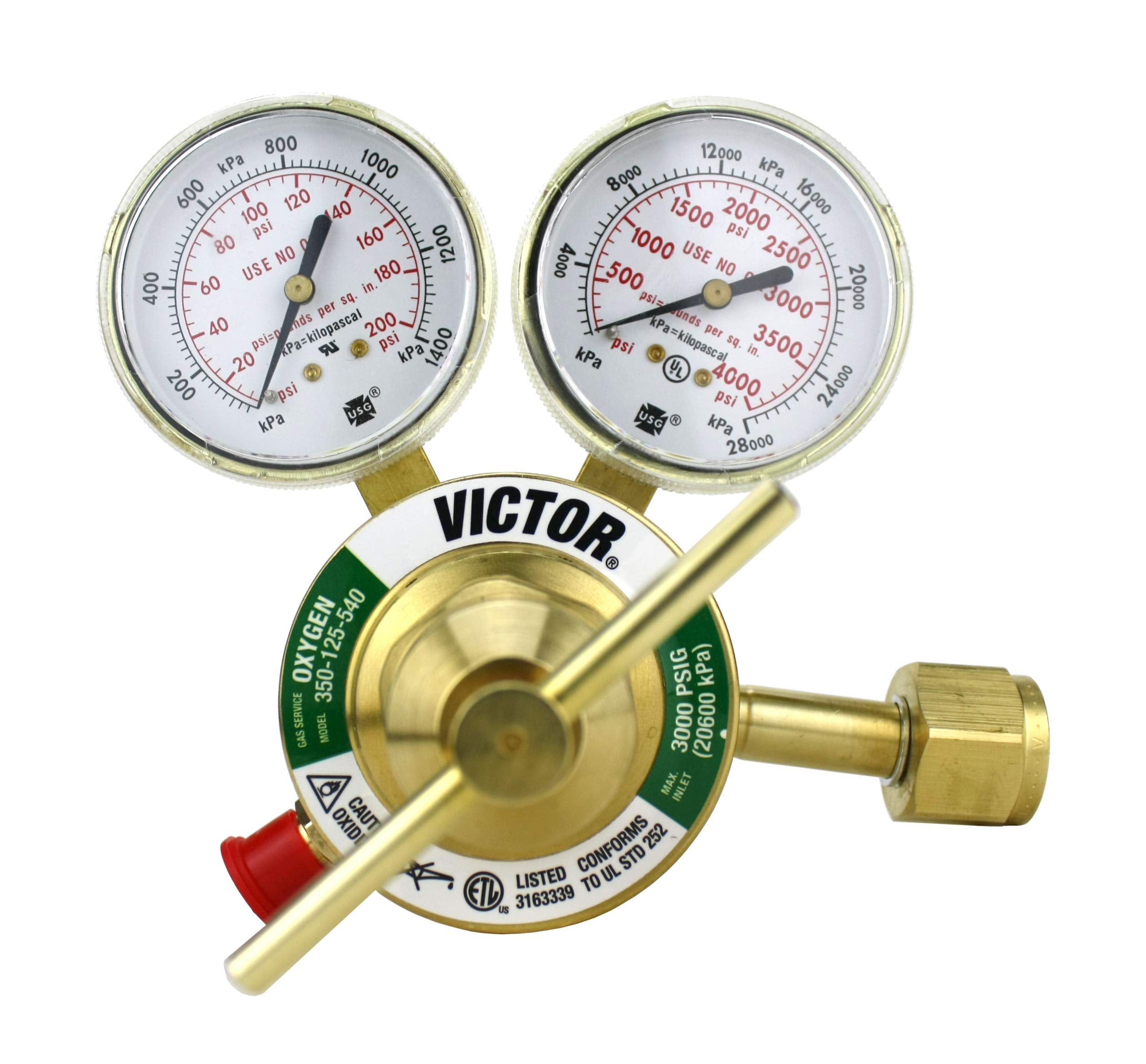 VICTOR oxygen regulator CGA-540 connector close-up for reliable cylinder compatibility