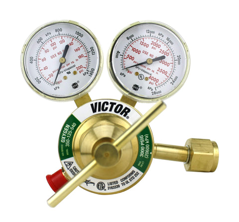 VICTOR oxygen regulator CGA-540 connector close-up for reliable cylinder compatibility